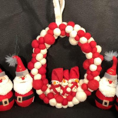 Lot 1504 Lot of Red & White Santas / Angels / One Wreath