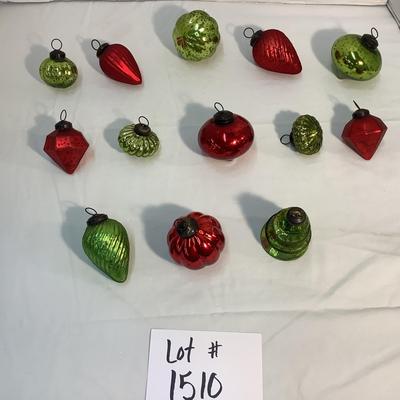 Lot 1510 Lot of Vintage Red / Green Clothtique Mercury Glass Ornaments