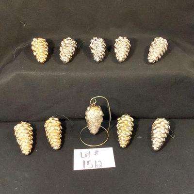 Lot 1512 Lot of Department 56 Large Faux Gold Glass Pinecone