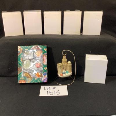 Lot 1515. Six NEW IN BOX Sandcastle Ornaments & NEW IN BOX Sea Shell Ornaments