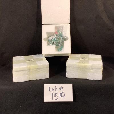 Lot 1519  Three NEW IN BOX Green Glass Turtle Ornament