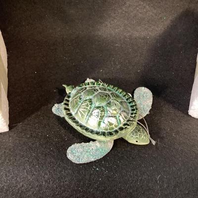 Lot 1519  Three NEW IN BOX Green Glass Turtle Ornament