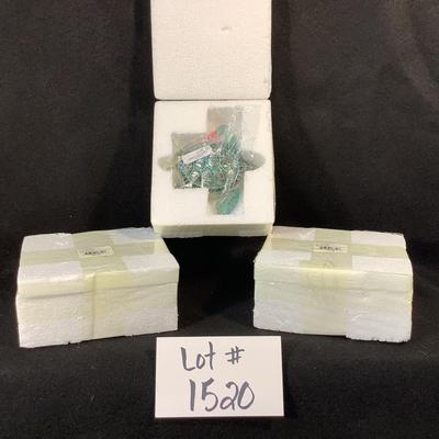 Lot 1520  Three NEW IN BOX Green Glass Turtle Ornament