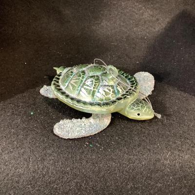 Lot 1520  Three NEW IN BOX Green Glass Turtle Ornament