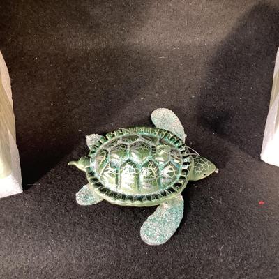 Lot 1520  Three NEW IN BOX Green Glass Turtle Ornament