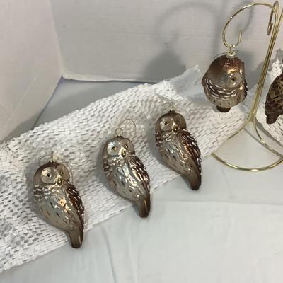 Lot 1529  Vintage Glass Owl Ornament ( 4+4, 8 total )