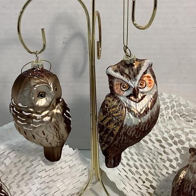 Lot 1529  Vintage Glass Owl Ornament ( 4+4, 8 total )
