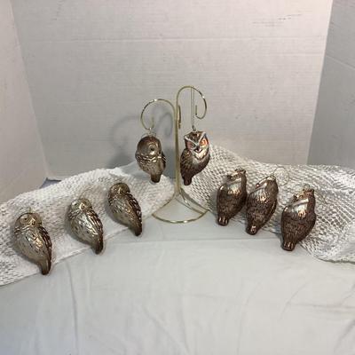 Lot 1529  Vintage Glass Owl Ornament ( 4+4, 8 total )