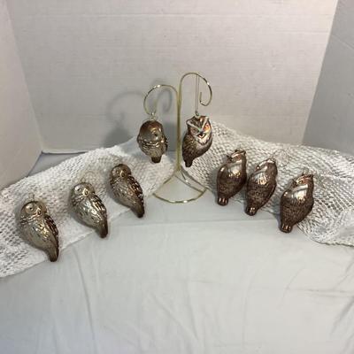 Lot 1529  Vintage Glass Owl Ornament ( 4+4, 8 total )