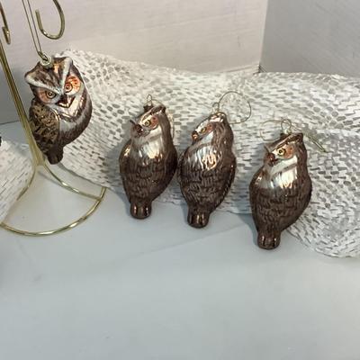 Lot 1529  Vintage Glass Owl Ornament ( 4+4, 8 total )