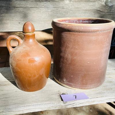 Crock & Whisky Jug Redware