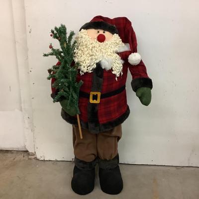 Lot 1569  Santa with Plaid Coat & Hat - 3 ft. Tall