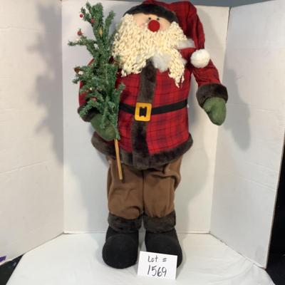 Lot 1569  Santa with Plaid Coat & Hat - 3 ft. Tall