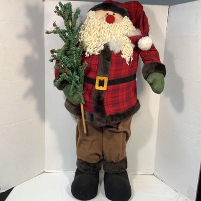 Lot 1569  Santa with Plaid Coat & Hat - 3 ft. Tall