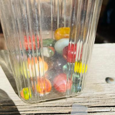 Jar with vintage marbles Shooters & regular