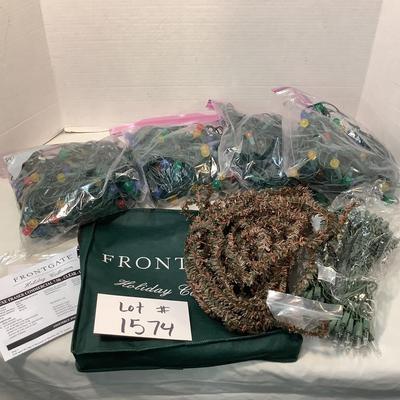 Lot 1574  Four Strands of Colored Christmas Lights & Frontgate Lite Garland