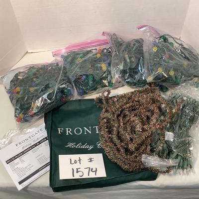 Lot 1574  Four Strands of Colored Christmas Lights & Frontgate Lite Garland