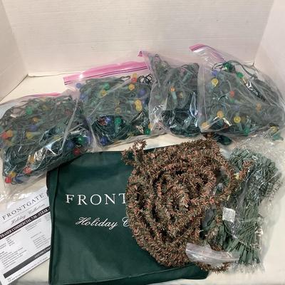 Lot 1574  Four Strands of Colored Christmas Lights & Frontgate Lite Garland