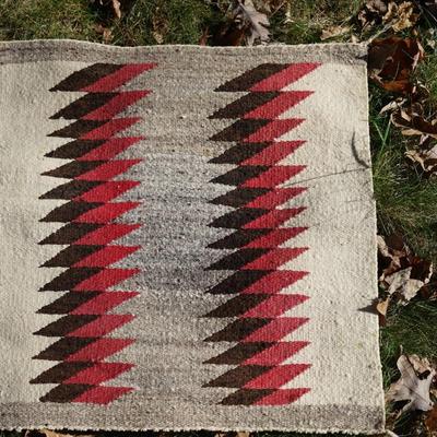 GROUPING OF TWO WINNEBAGO BASKETS & NAVAJO WEAVING