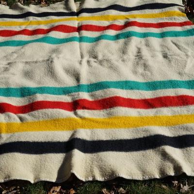 HUDSON BAY BLANKET LABEL PURE WOOD MADE IN ENGLAND FOUR POINT