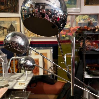 ICONIC ROBERT SONNEMAN CHROME EYEBALL FLOOR LAMP W/ 3 ADJUSTABLE ARMS