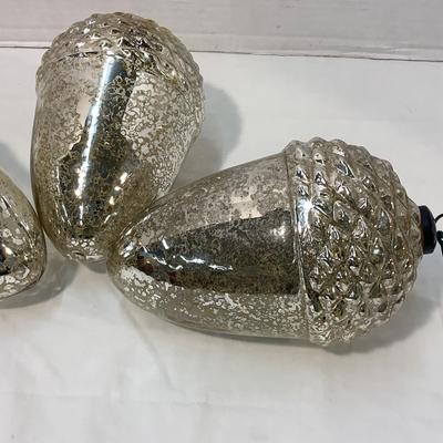 Lot 1583  Three Vintage Extra Large Acorn Shaped Mercury Glass Ornament
