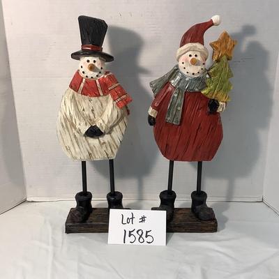Lot 1585. Pair of Wooden Standing Snowmen