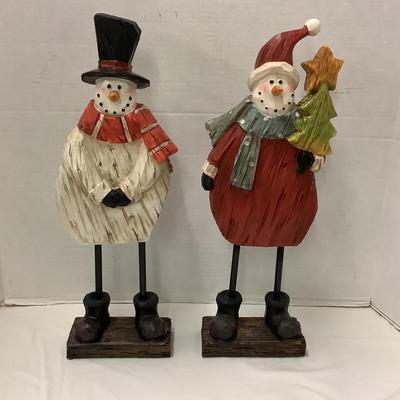 Lot 1585. Pair of Wooden Standing Snowmen