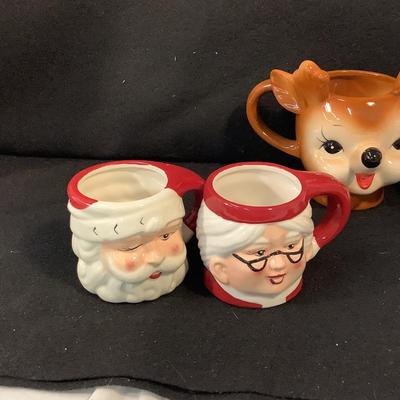 Lot 1586  Miniature Santa Punch Bowl with Four Miniature Santa Mugs/Two Sets Of Mr. & Mrs Claus Mugs/Reindeer Mug/Snowman Mug