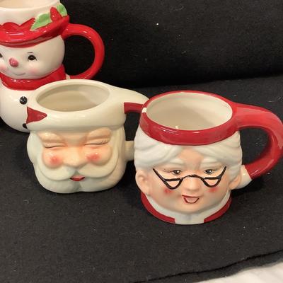 Lot 1586  Miniature Santa Punch Bowl with Four Miniature Santa Mugs/Two Sets Of Mr. & Mrs Claus Mugs/Reindeer Mug/Snowman Mug