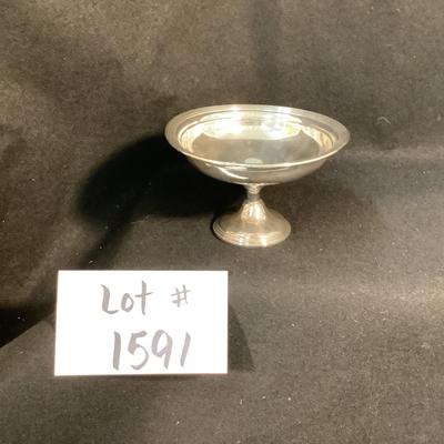 Lot 1591 Sterling Silver Weighted Pedestal Candy Dish