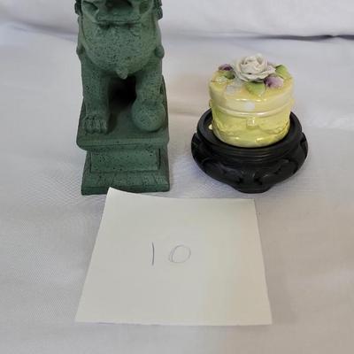 Foo dog and small container