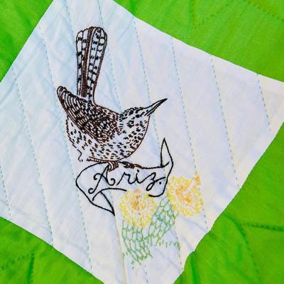 Full Sized Vintage State Birds Quilt