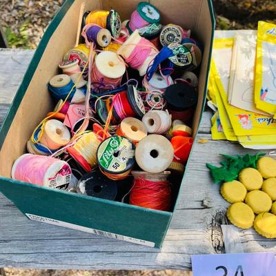 Lot of Wood Spool thread & Aunt Martha's transfers