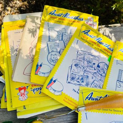 Lot of Wood Spool thread & Aunt Martha's transfers