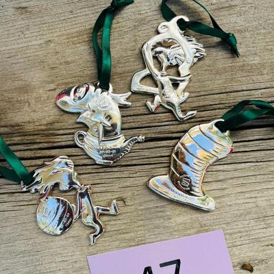 Dr. Seuss Cat in the Hat Silverplate Christmas Ornaments