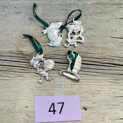 Dr. Seuss Cat in the Hat Silverplate Christmas Ornaments