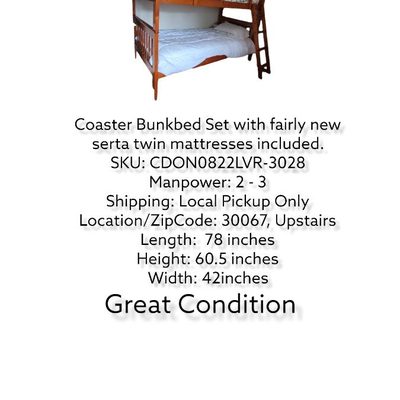 Coaster Bunk Bed, Stackable, Fairly New Mattresses