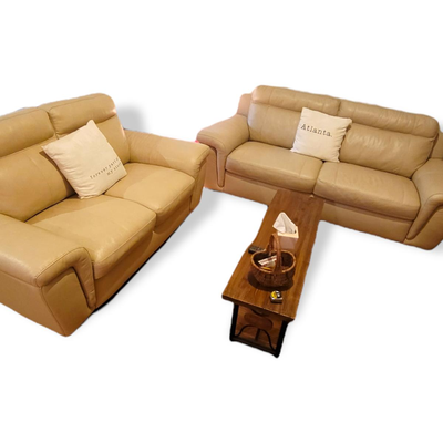Natuzzi Cream Leather Couch And Love Extreme Comfortable Seat Set Contemporary
