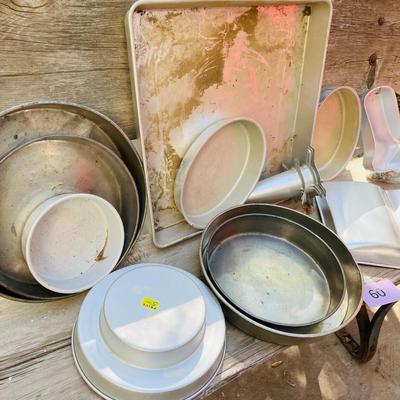 Lot of Round Bell & book cake pans