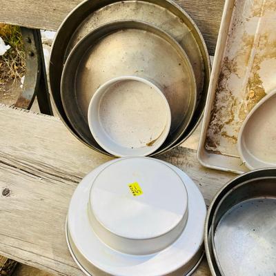 Lot of Round Bell & book cake pans