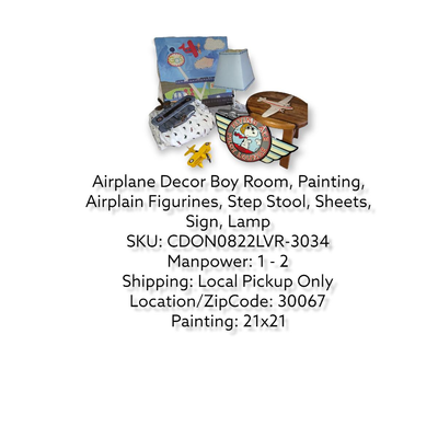 Airplane DÃ©cor Boy Room, Painting Airplane Figurines, Step Stool, Sheets, Sign