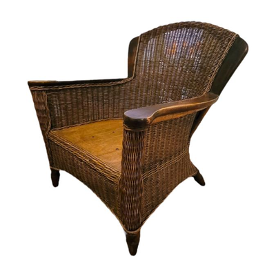 Brown Wicker Chair Missing Cushion Size Height 35 In, Width 26 In, Depth 25.5 In