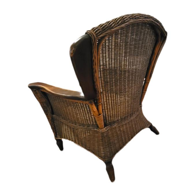 Brown Wicker Chair Missing Cushion Size Height 35 In, Width 26 In, Depth 25.5 In