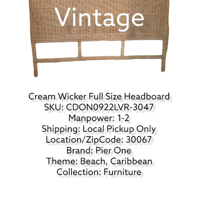 Pier One Vintage Cream Jamaica Collection Wicker Full Size Headboard