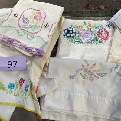 Vintage embroidered pillow cases