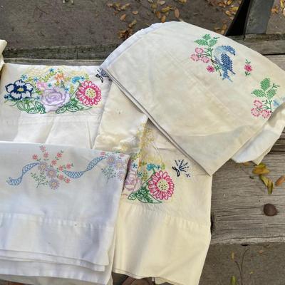 Vintage embroidered pillow cases