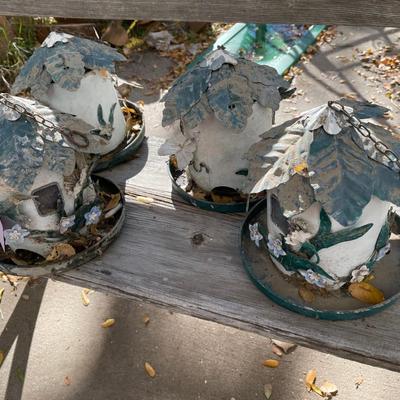 Lot of 4 Tin bird houses
