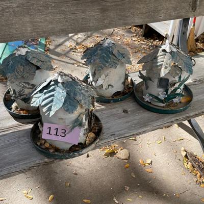 Lot of 4 Tin bird houses