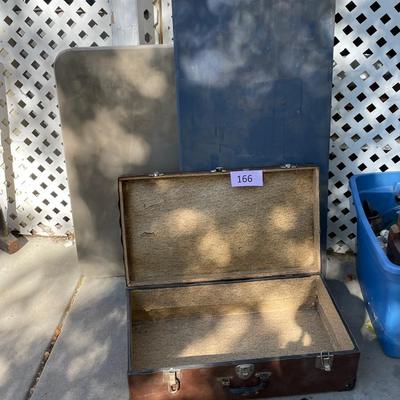 Vintage suitcase & 2 card tables